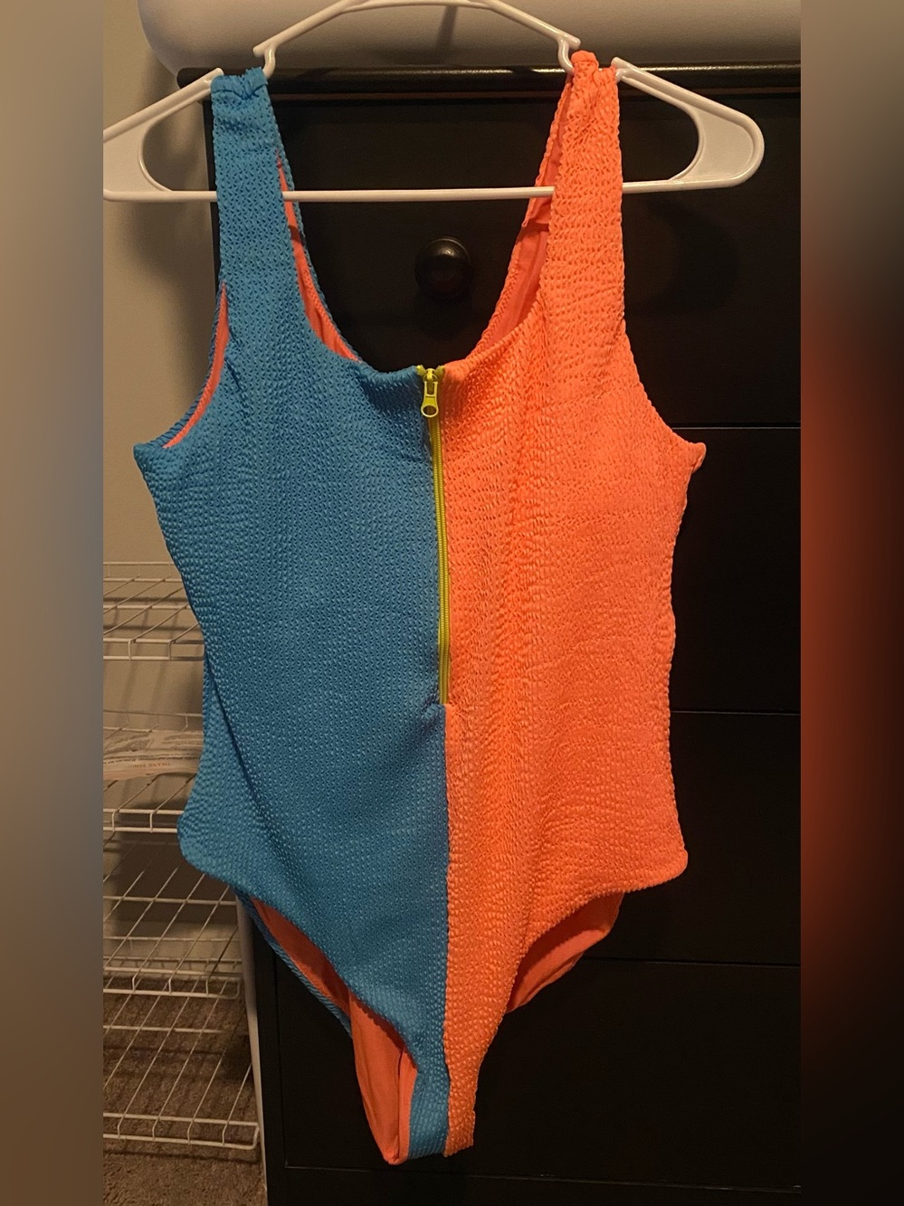 Pink Lily Blue and Orange Zipper One-Piece